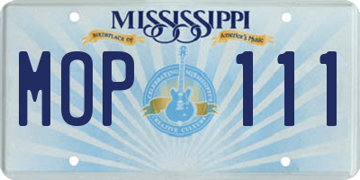 MS license plate MOP111