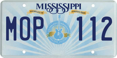 MS license plate MOP112