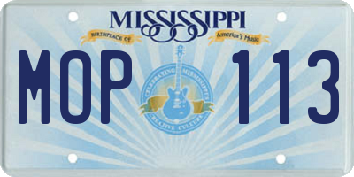 MS license plate MOP113