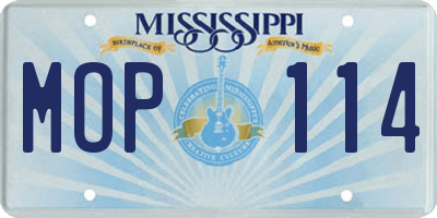 MS license plate MOP114