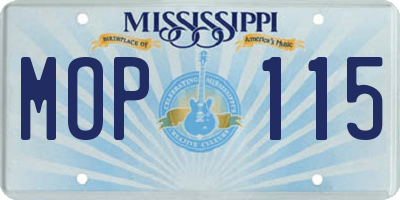 MS license plate MOP115