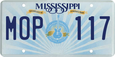 MS license plate MOP117