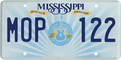 MS license plate MOP122