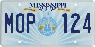 MS license plate MOP124