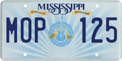 MS license plate MOP125