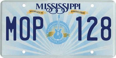 MS license plate MOP128