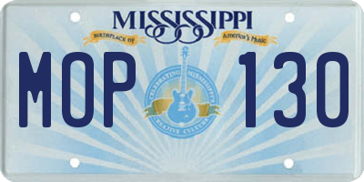 MS license plate MOP130