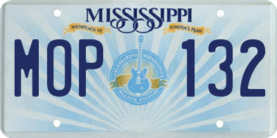 MS license plate MOP132
