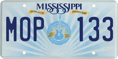 MS license plate MOP133