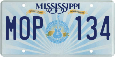 MS license plate MOP134