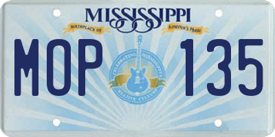 MS license plate MOP135