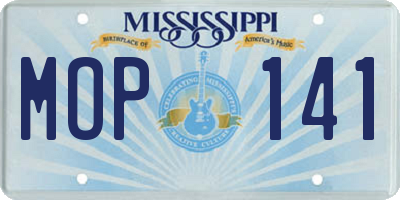 MS license plate MOP141