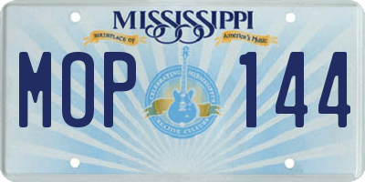 MS license plate MOP144