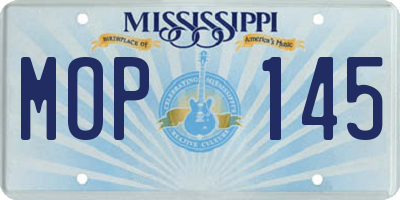 MS license plate MOP145