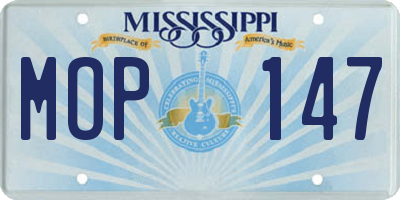 MS license plate MOP147