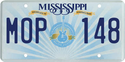 MS license plate MOP148