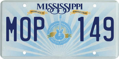 MS license plate MOP149