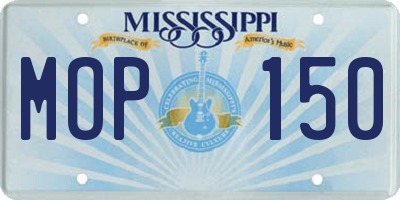MS license plate MOP150