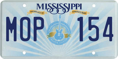 MS license plate MOP154