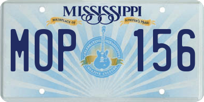 MS license plate MOP156