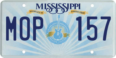 MS license plate MOP157
