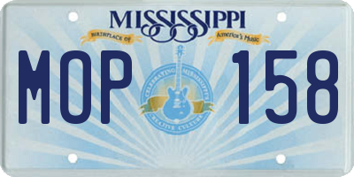 MS license plate MOP158