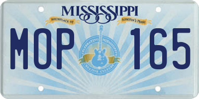 MS license plate MOP165