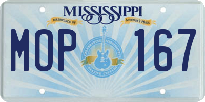 MS license plate MOP167