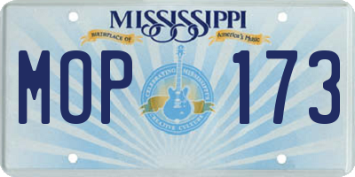 MS license plate MOP173