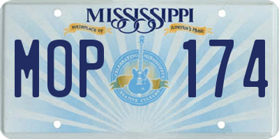 MS license plate MOP174