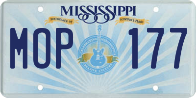 MS license plate MOP177