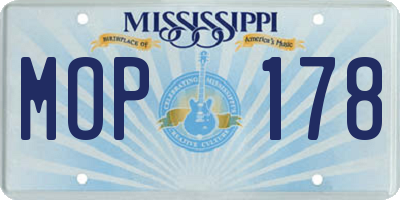 MS license plate MOP178