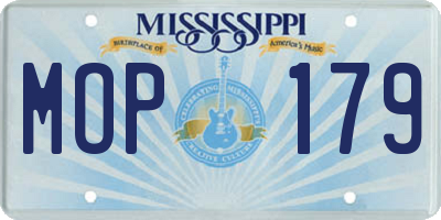 MS license plate MOP179