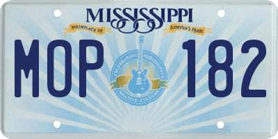 MS license plate MOP182