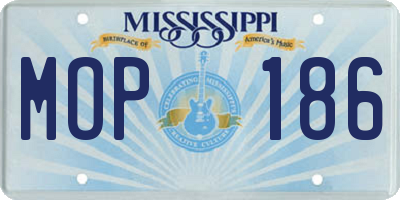 MS license plate MOP186