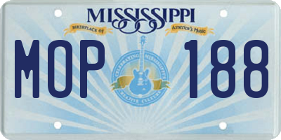 MS license plate MOP188