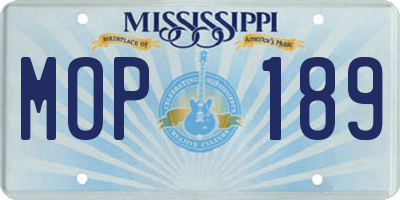 MS license plate MOP189