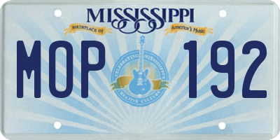 MS license plate MOP192