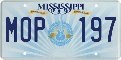 MS license plate MOP197