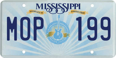 MS license plate MOP199