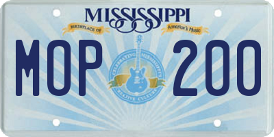 MS license plate MOP200