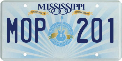 MS license plate MOP201