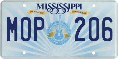 MS license plate MOP206