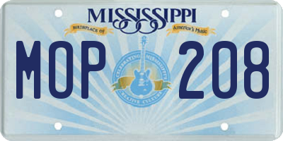 MS license plate MOP208