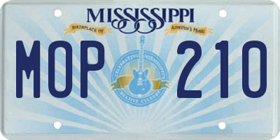 MS license plate MOP210