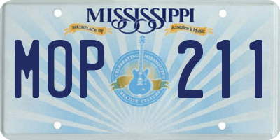 MS license plate MOP211