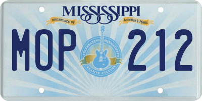 MS license plate MOP212