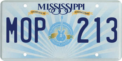 MS license plate MOP213
