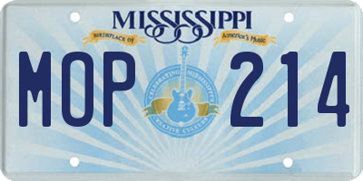 MS license plate MOP214
