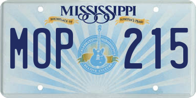 MS license plate MOP215